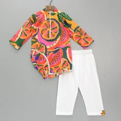 Fashion Pleated Stylish Hem Multicolour Kurta And Pyjama BOY Twinning Sets | Indian Ethnic Wear