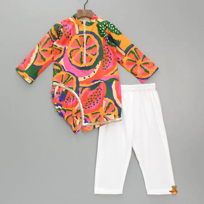 Discount Pleated Stylish Hem Multicolour Kurta And Pyjama BOY Indian Ethnic Wear | Ethnic Sets