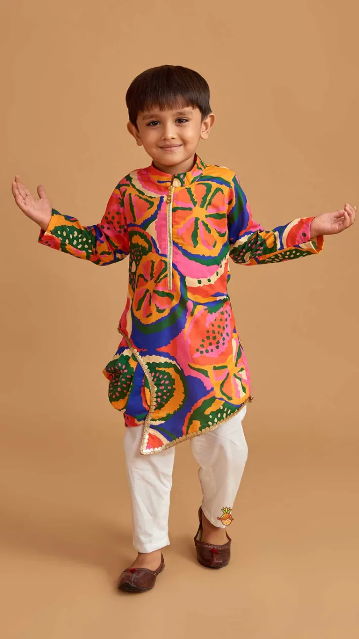 Discount Pleated Stylish Hem Multicolour Kurta And Pyjama BOY Indian Ethnic Wear | Ethnic Sets