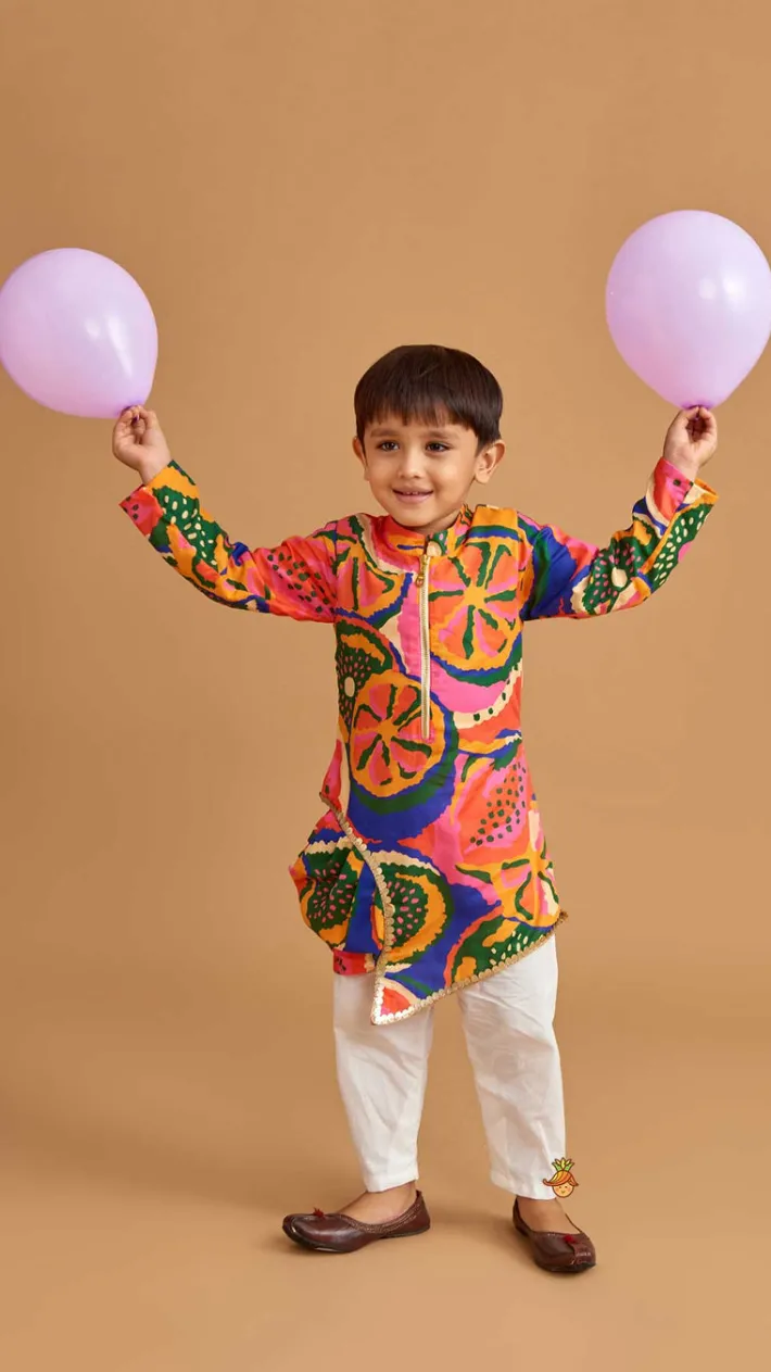 Discount Pleated Stylish Hem Multicolour Kurta And Pyjama BOY Indian Ethnic Wear | Ethnic Sets