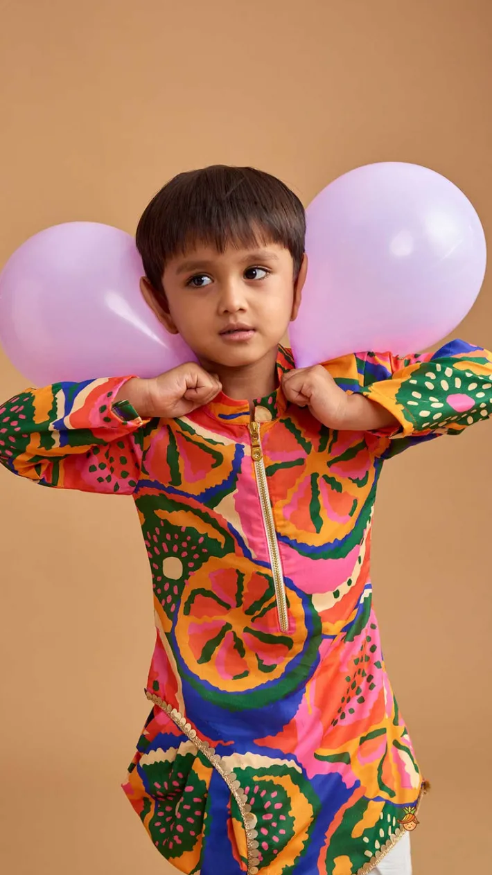 Discount Pleated Stylish Hem Multicolour Kurta And Pyjama BOY Indian Ethnic Wear | Ethnic Sets