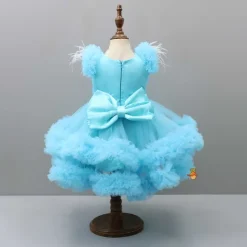 Discount Pleated Yoke Blue Dress With Detachable Trail And Matching Headband Dresses & Sets | Dresses