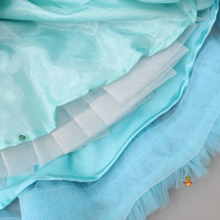 Discount Pleated Yoke Blue Dress With Detachable Trail And Matching Headband Dresses & Sets | Dresses