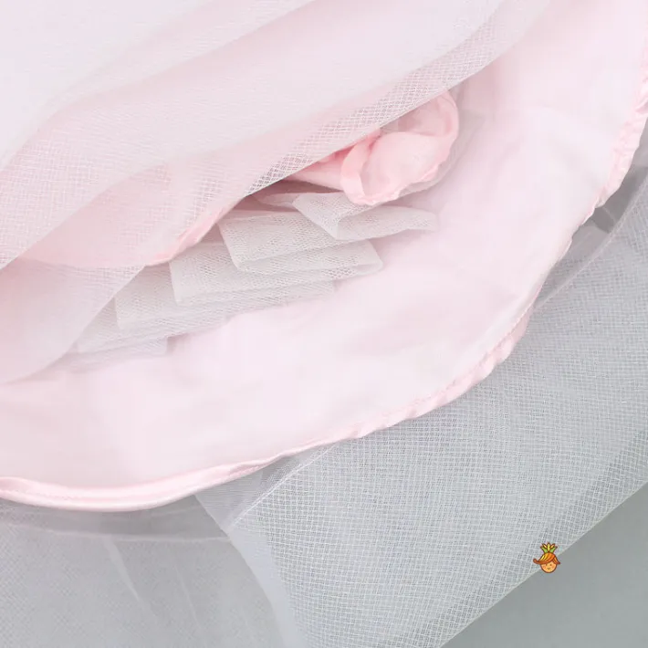 Clearance Pleated Yoke Cut-Out Back Pink Dress With Detachable Trail And Matching Headband Dresses & Sets | Dresses