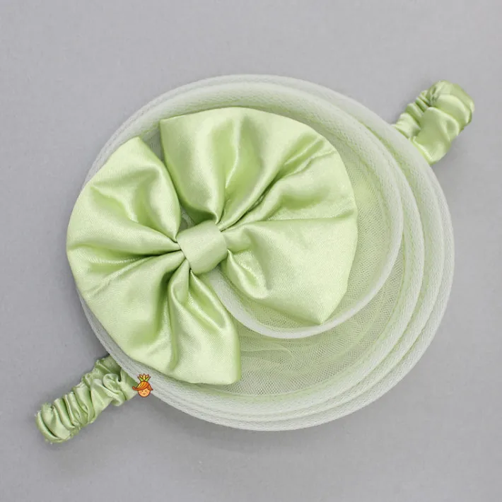 Clearance Pleated Yoke Green Dress With Detachable Trail And Matching Headband Dresses & Sets | Dresses