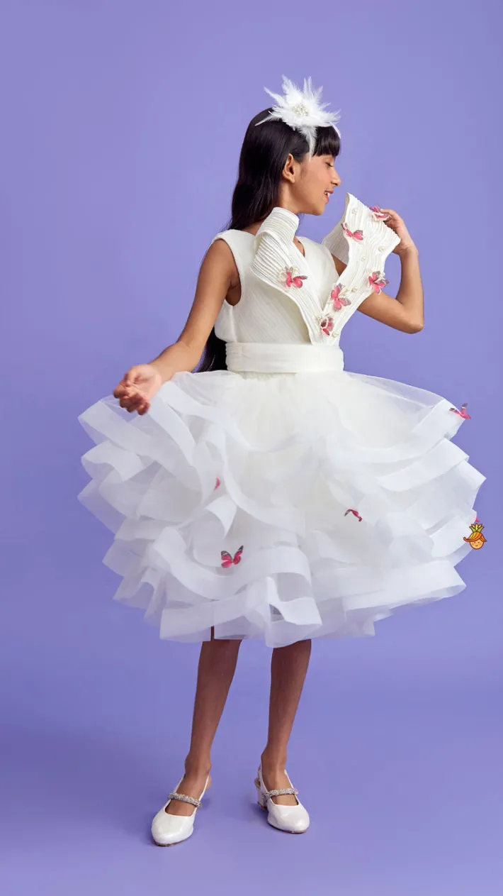 Discount Pleated Yoke Off White Butterfly Dress With Stiff Belt Dresses & Sets | Dresses