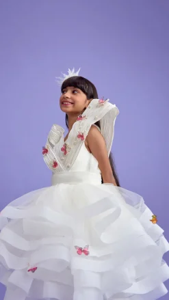Discount Pleated Yoke Off White Butterfly Dress With Stiff Belt Dresses & Sets | Dresses
