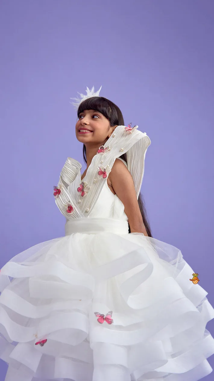 Discount Pleated Yoke Off White Butterfly Dress With Stiff Belt Dresses & Sets | Dresses