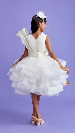Discount Pleated Yoke Off White Butterfly Dress With Stiff Belt Dresses & Sets | Dresses
