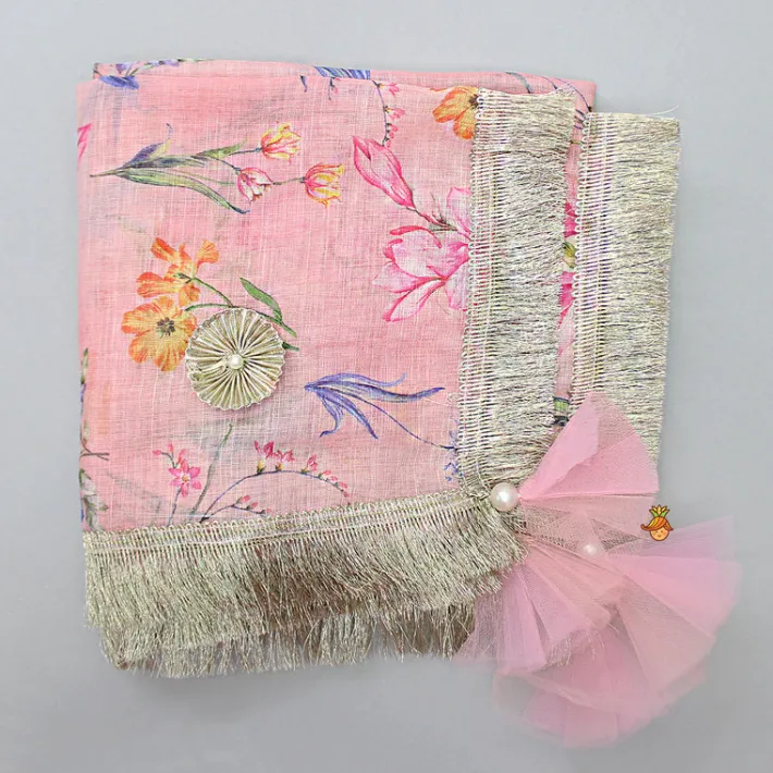 Discount Pleated Yoke Pink Asymmetric Anarkali And Fringed Dupatta Ethnic Wear | Sarees & Anarkalis