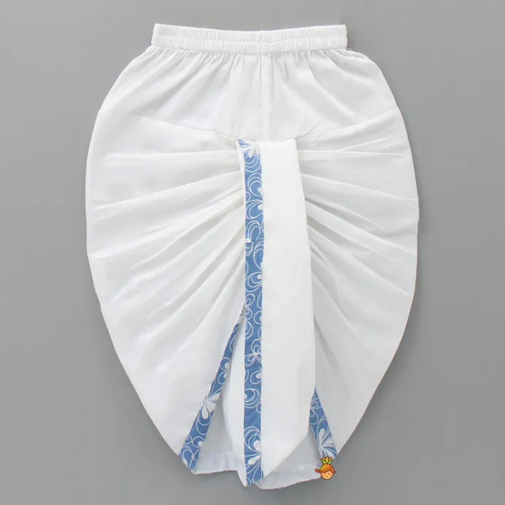 Discount Pocket Square Elegant Blue Embroidered Kurta And Dhoti BOY Indian Ethnic Wear | Ethnic Sets