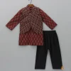 Hot Pockets Detail Brown Kurta With Stylish Hem Printed Jacket And Pyjama BOY Twinning Sets | Indian Ethnic Wear