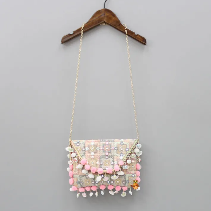 Fashion Pom Pom Detailed Multicolour Sling Bag Bags