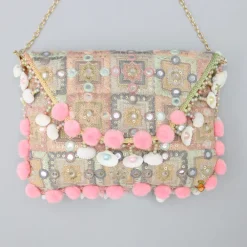 Fashion Pom Pom Detailed Multicolour Sling Bag Bags