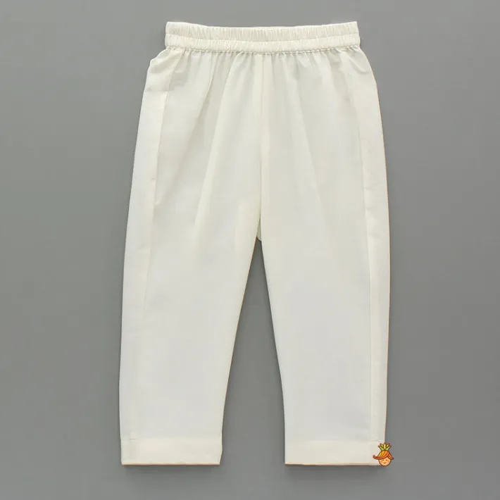 Discount Pom Poms Adorned Multicolour Kurta And Dual Pockets Detail Off White Pyjama BOY Indian Ethnic Wear | Ethnic Sets