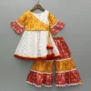Online Pom-Pom Embellished Multicolour Printed Kurti With Tiered Sharara Ethnic Wear | Palazzos & Shararas