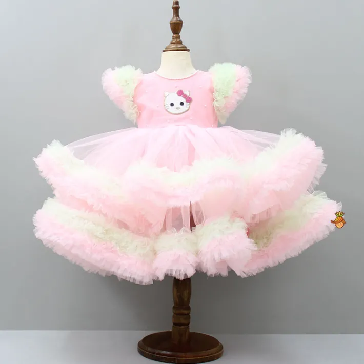 Sale Pretty Kitty Frills Enhanced And Layered Pink Net Dress Dresses & Sets | Dresses