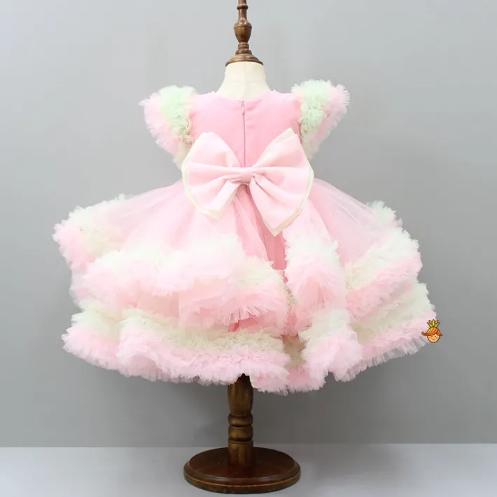 Sale Pretty Kitty Frills Enhanced And Layered Pink Net Dress Dresses & Sets | Dresses