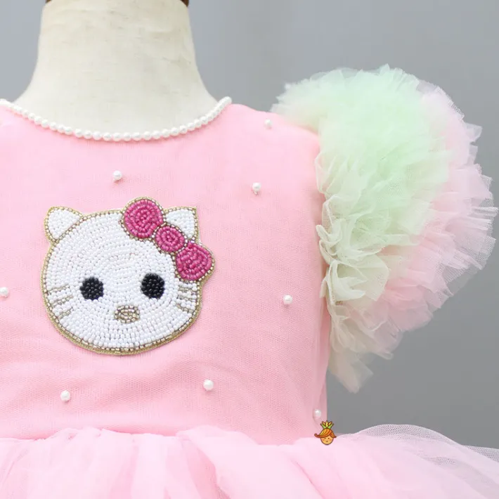 Sale Pretty Kitty Frills Enhanced And Layered Pink Net Dress Dresses & Sets | Dresses