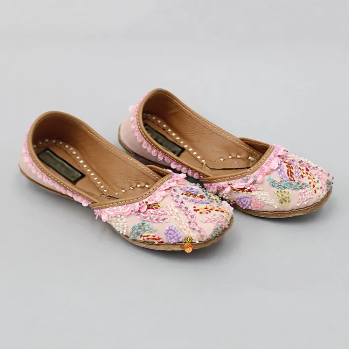 Sale Pretty Pink Embroidered Jutti Shoes