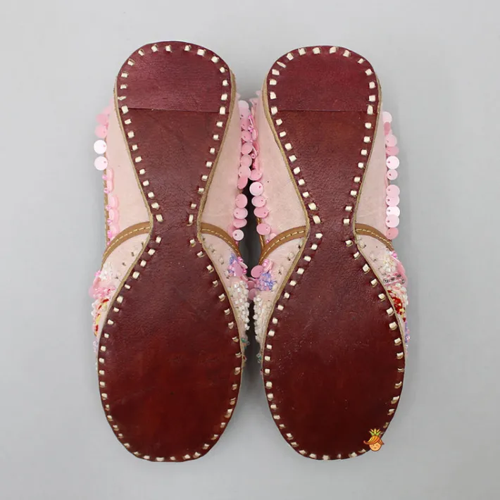 Sale Pretty Pink Embroidered Jutti Shoes