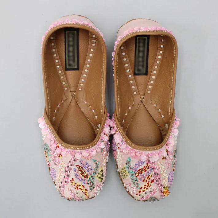 Sale Pretty Pink Embroidered Jutti Shoes