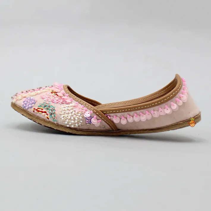 Sale Pretty Pink Embroidered Jutti Shoes