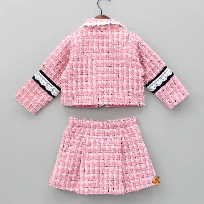Outlet Pretty Pink Tweed Shirt Style Top And Skirt Dresses & Sets | Sets
