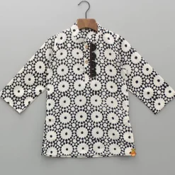 Best Printed Black And White Kurta With Pyjama BOY Indian Ethnic Wear | Ethnic Sets