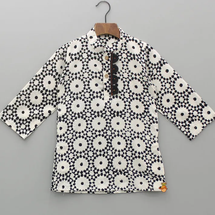 Best Printed Black And White Kurta With Pyjama BOY Indian Ethnic Wear | Ethnic Sets