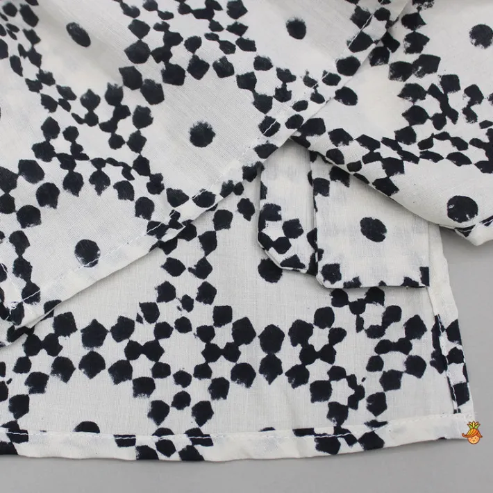 Best Printed Black And White Kurta With Pyjama BOY Indian Ethnic Wear | Ethnic Sets