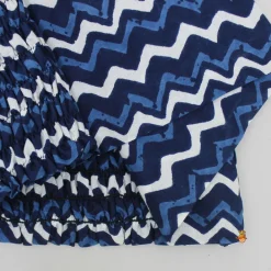 Hot Printed Blue Crop Top With High Low Jacket And Dhoti Ethnic Wear | Dhotis & Patialas