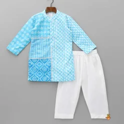 New Printed Blue Kurta And Pyjama BOY Indian Ethnic Wear | Ethnic Sets