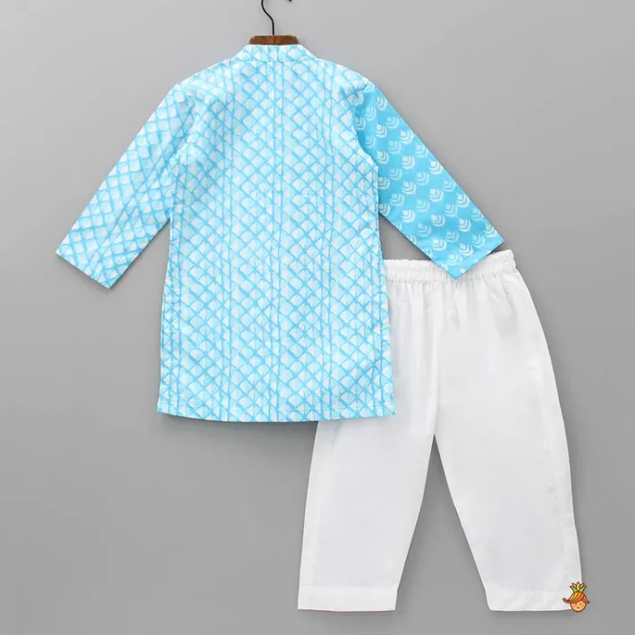 New Printed Blue Kurta And Pyjama BOY Indian Ethnic Wear | Ethnic Sets