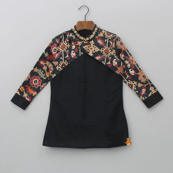 Best Printed Flap Black Kurta And Churidar BOY Indian Ethnic Wear | Ethnic Sets