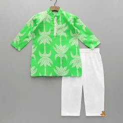 New Printed Green Kurta With Pyjama BOY Indian Ethnic Wear | Ethnic Sets