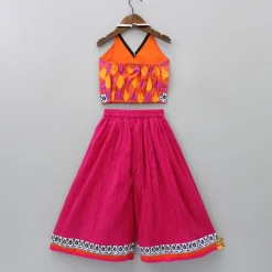 Hot Printed Halter Neck Top With Pink Palazzo Ethnic Wear | Palazzos & Shararas