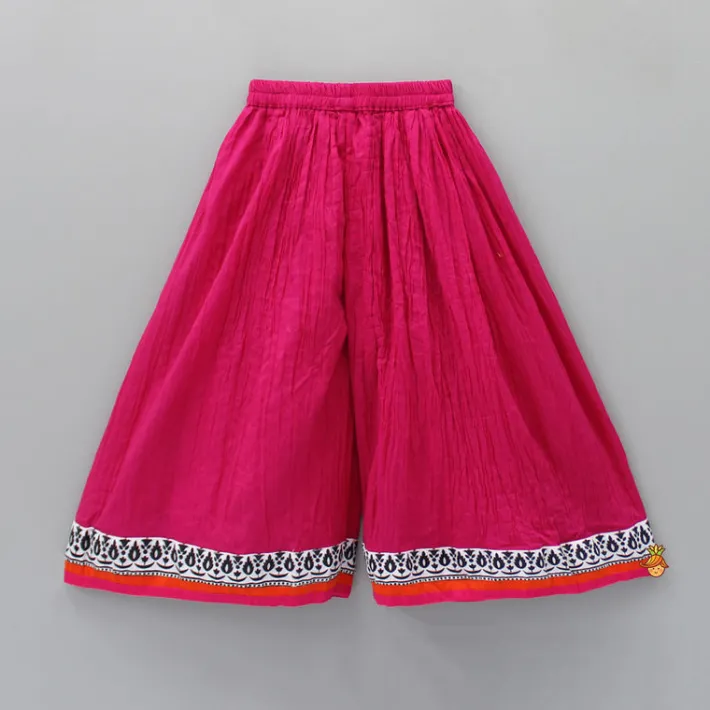 Hot Printed Halter Neck Top With Pink Palazzo Ethnic Wear | Palazzos & Shararas