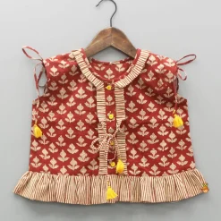 Hot Printed Jaamna Set With Matching Booties And Mittens Baby Essentials | Infant Clothing