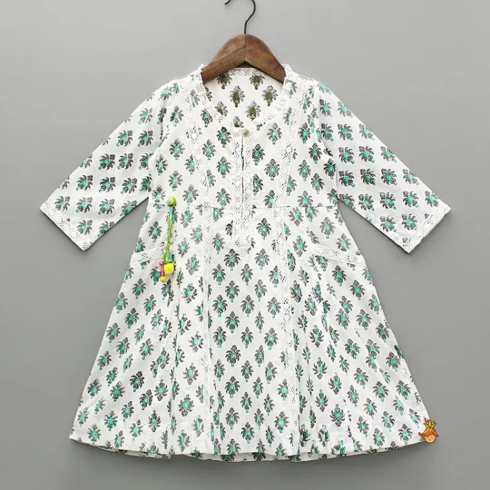 Best Printed Lace Work Flared Kurti Ethnic Wear | Kurtis & Jumpsuits