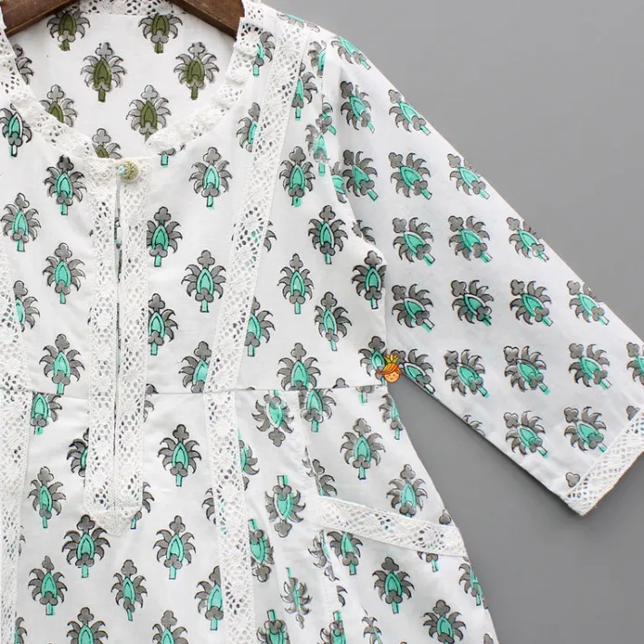 Best Printed Lace Work Flared Kurti Ethnic Wear | Kurtis & Jumpsuits