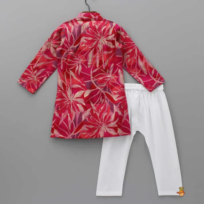 New Printed Multicolour Kurta And White Pyjama BOY Indian Ethnic Wear | Ethnic Sets