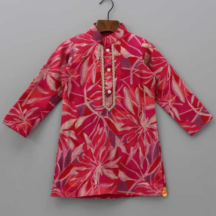New Printed Multicolour Kurta And White Pyjama BOY Indian Ethnic Wear | Ethnic Sets
