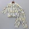 Fashion Printed Notched Collar Cotton Yellow Sleepwear BOY Sleep Wear | Sleepwear