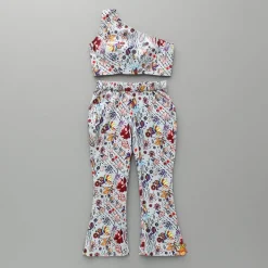 Discount Printed One Shoulder Top And Embroidered Cape With Matching Pant Dresses & Sets | Sets