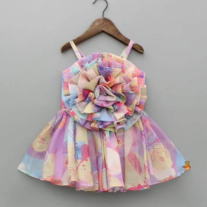 Best Printed Purple Sleeveless Strappy Dress Dresses & Sets | Dresses