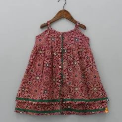 Outlet Printed Red Layered Tunic Top With Pant Twinning Sets | Ethnic Wear