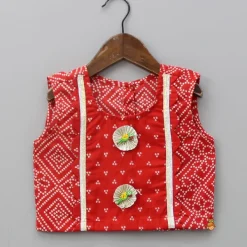 Online Printed Red Top And Lehenga With Net Dupatta Twinning Sets | Ethnic Wear