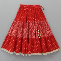 Online Printed Red Top And Lehenga With Net Dupatta Twinning Sets | Ethnic Wear