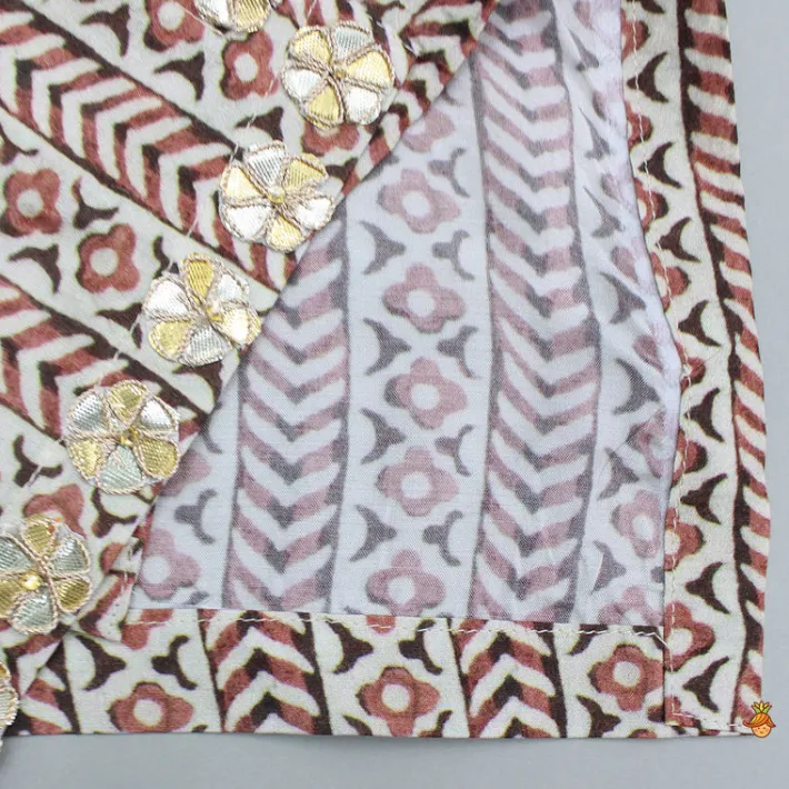 Discount Printed Strappy Top And Stylish Embellished Cape And Palazzo Ethnic Wear | Palazzos & Shararas